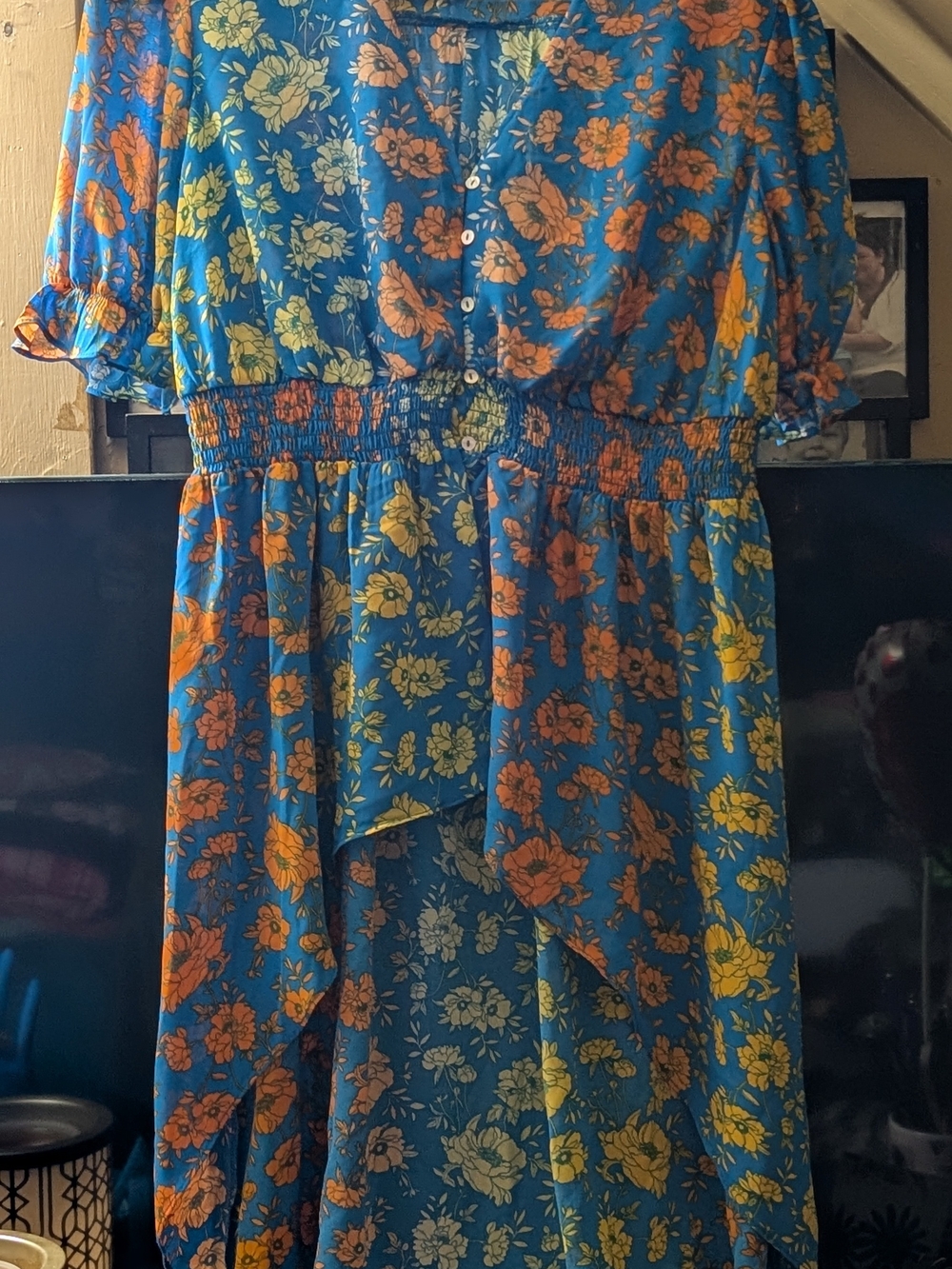 Cato Blue Floral High-Low Summer Dress